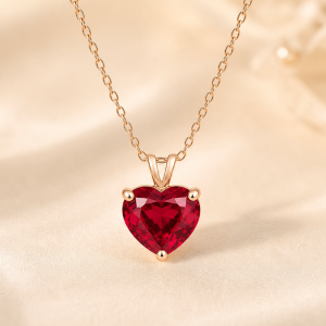 July Birthstone Ruby Heart Pendant