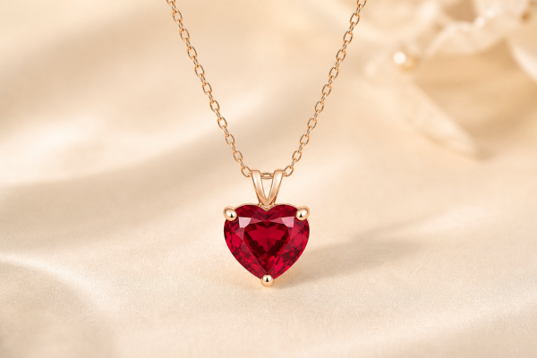 July Birthstone Ruby Heart Pendant