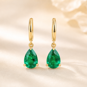 May Birthstone Emerald Drop Earrings