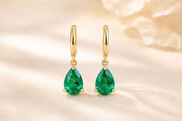 May Birthstone Emerald Drop Earrings