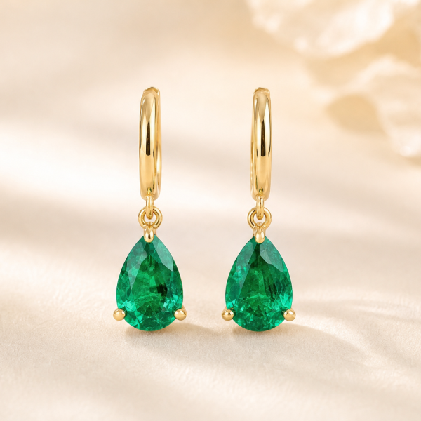 May Birthstone Emerald Drop Earrings
