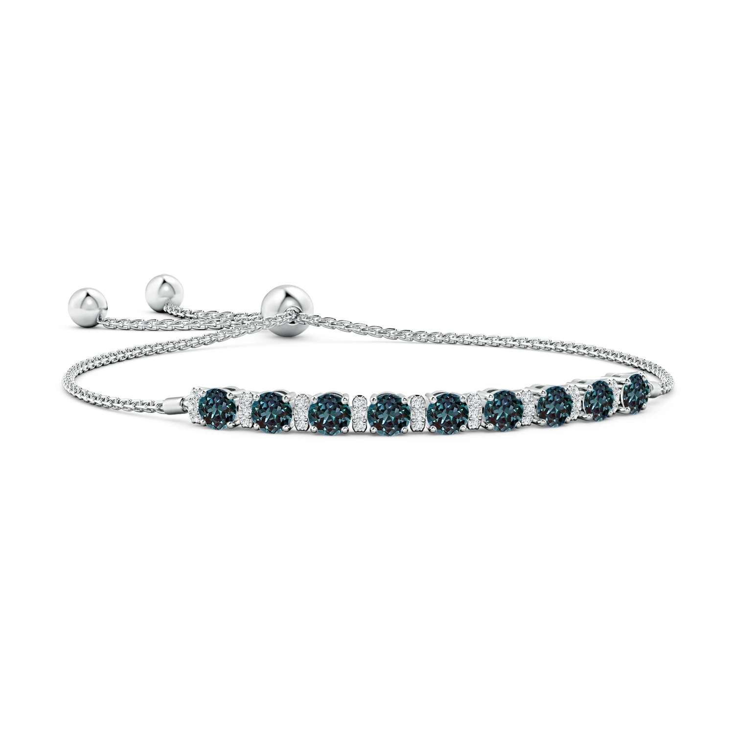 Round Lab-Grown Alexandrite Bolo Bracelet with Diamond Accents