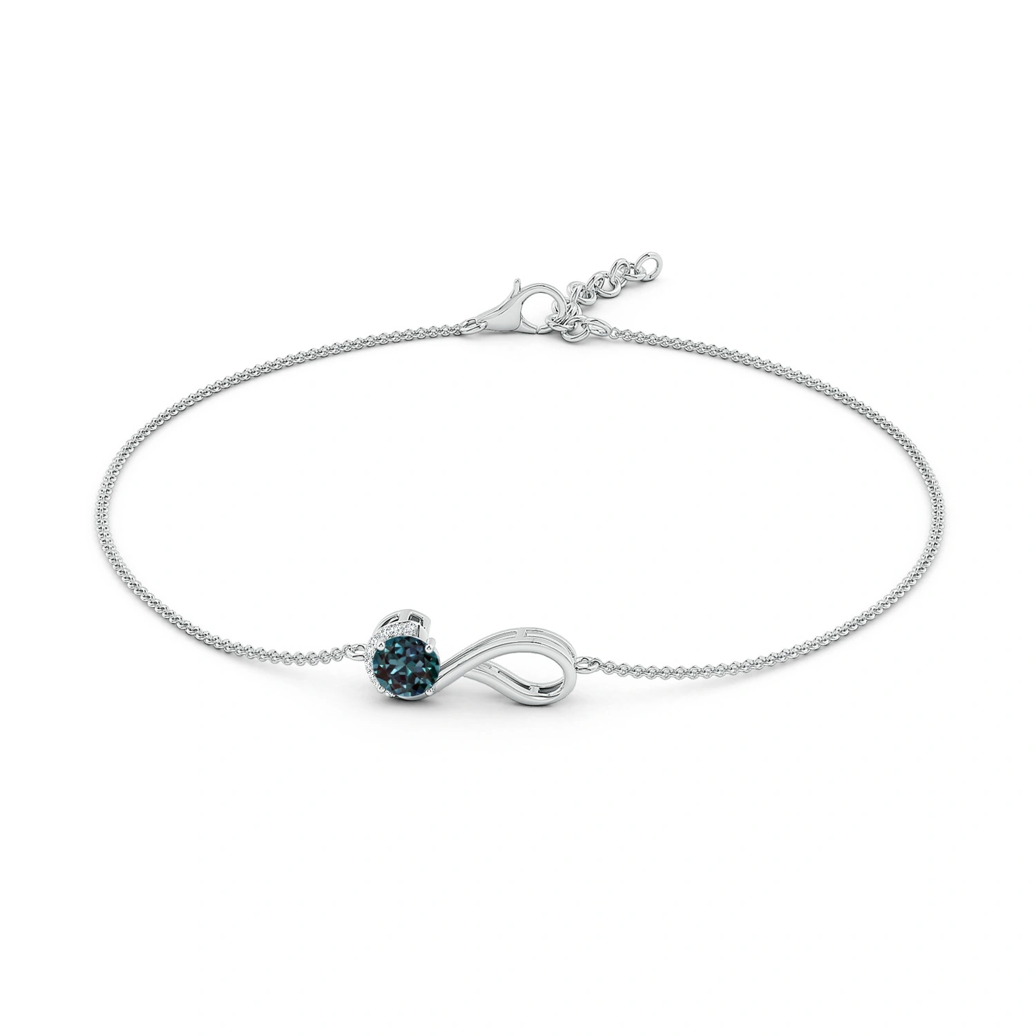 Round Lab-Grown Alexandrite Ribbon Bracelet with Diamond Accents detail