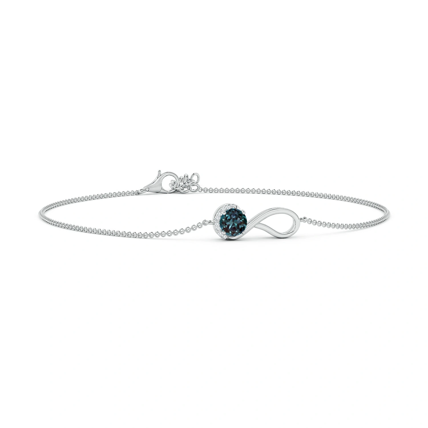 Round Lab-Grown Alexandrite Ribbon Bracelet with Diamond Accents