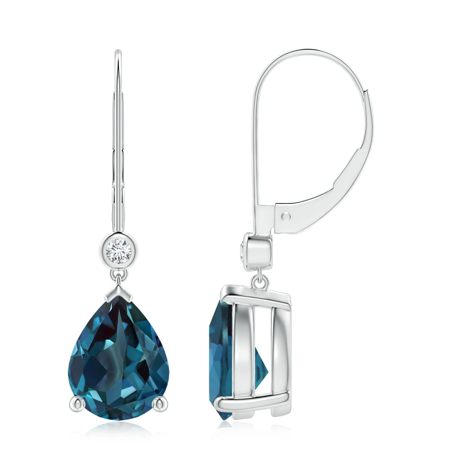 Pear-Shaped Lab-Grown Alexandrite Leverback Drop Earrings with Diamond Accents main
