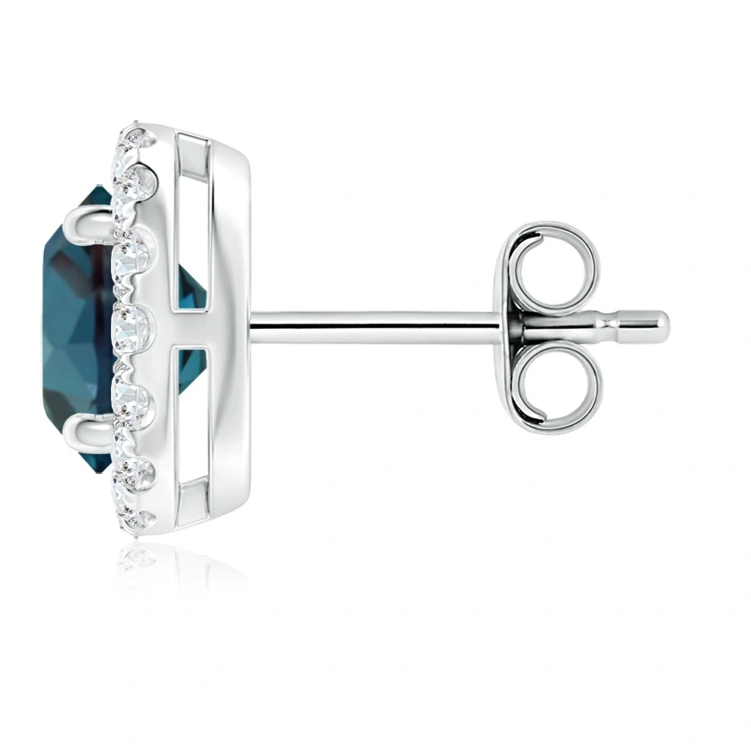 Round Lab-Grown Alexandrite Diamond Halo Stud Earrings detail