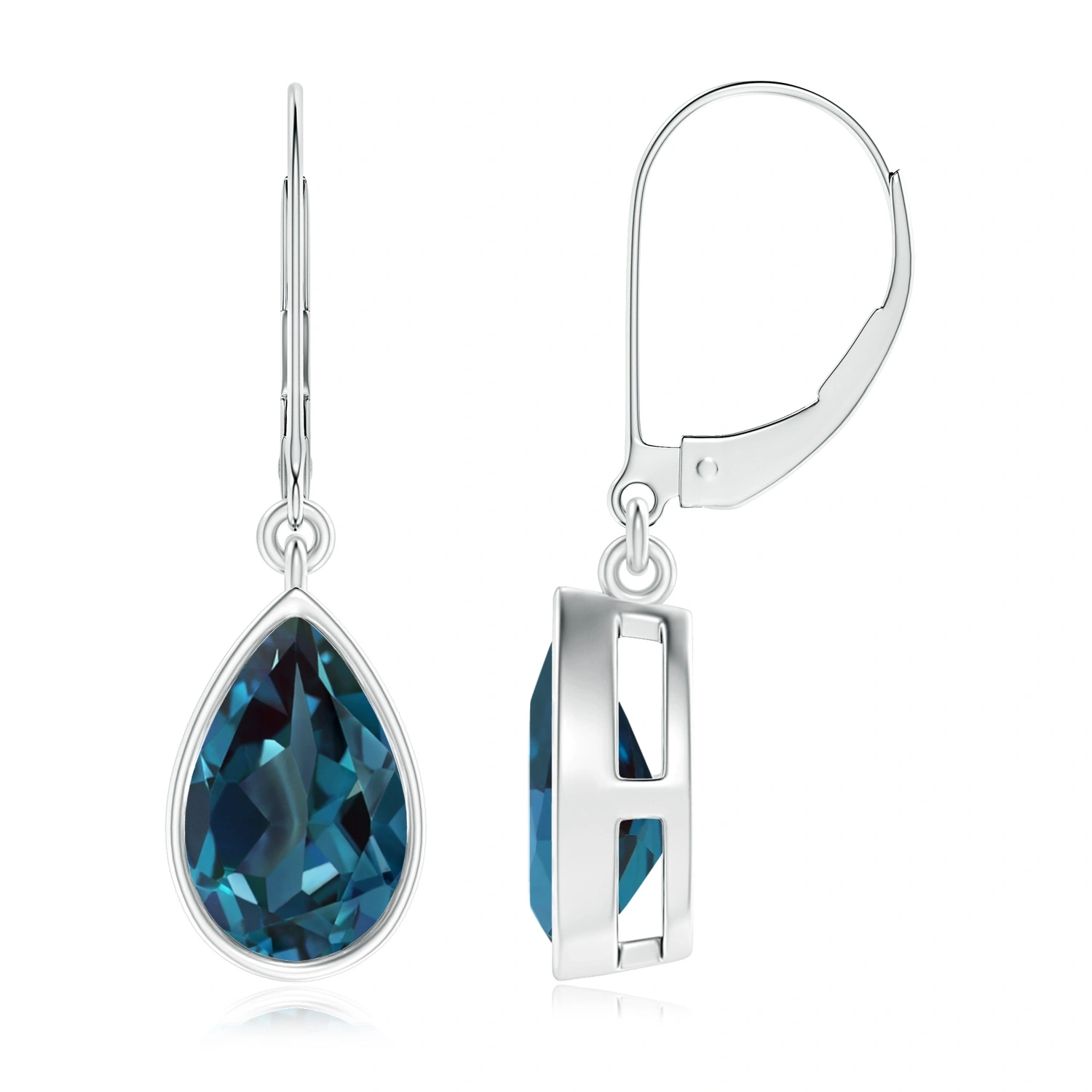 Bezel-Set Pear Lab-Grown Alexandrite Leverback Drop Earrings main