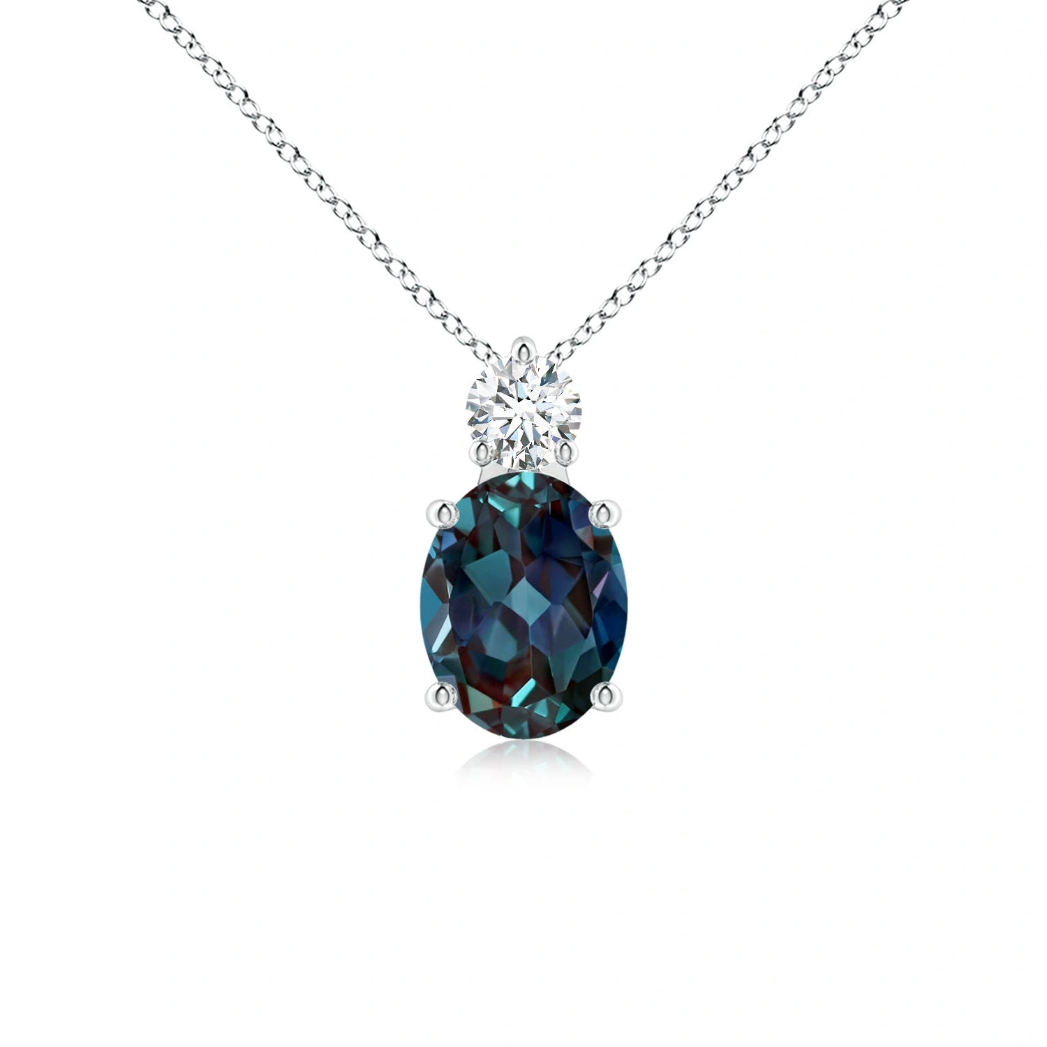 Oval Lab-Grown Alexandrite Pendant with Diamond Accent main