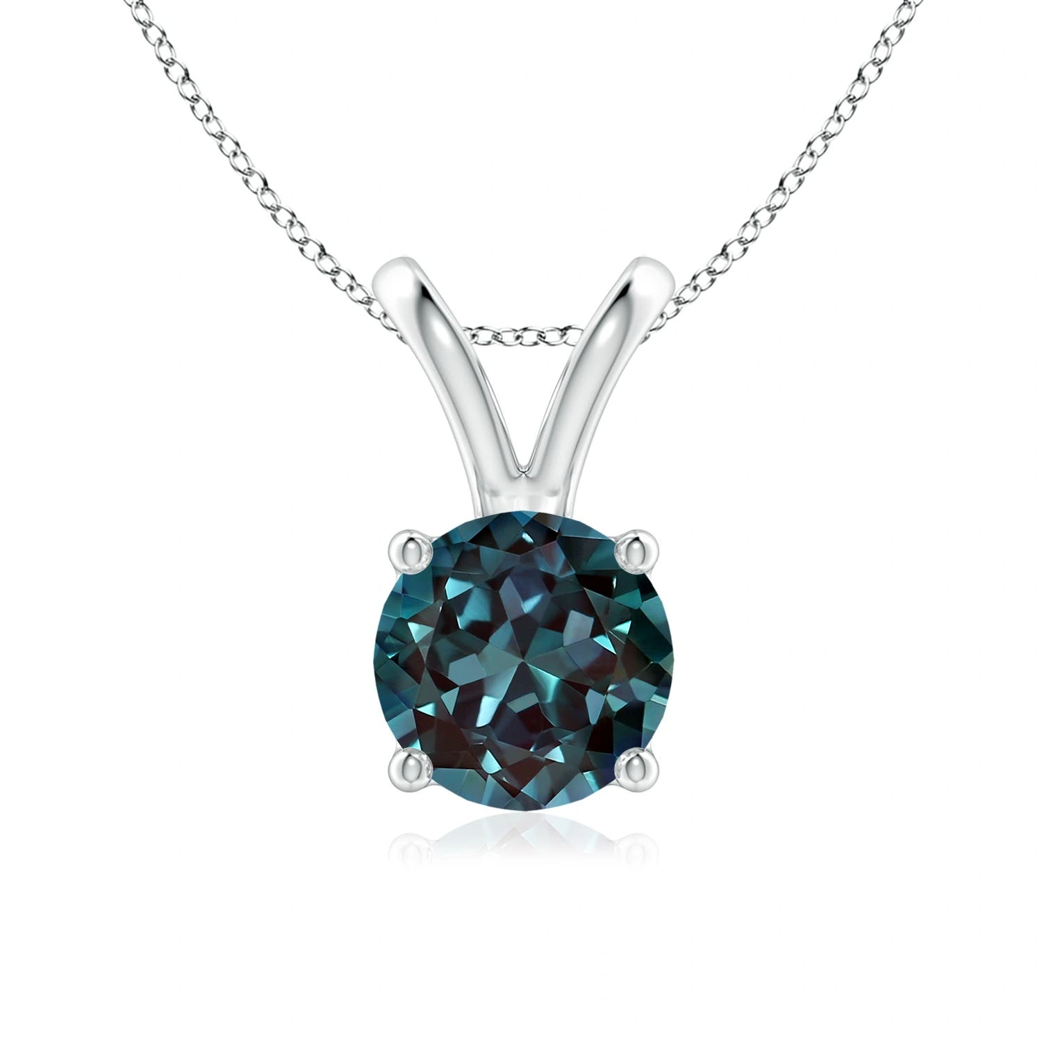 Round Lab-Grown Alexandrite V-Bale Solitaire Pendant main