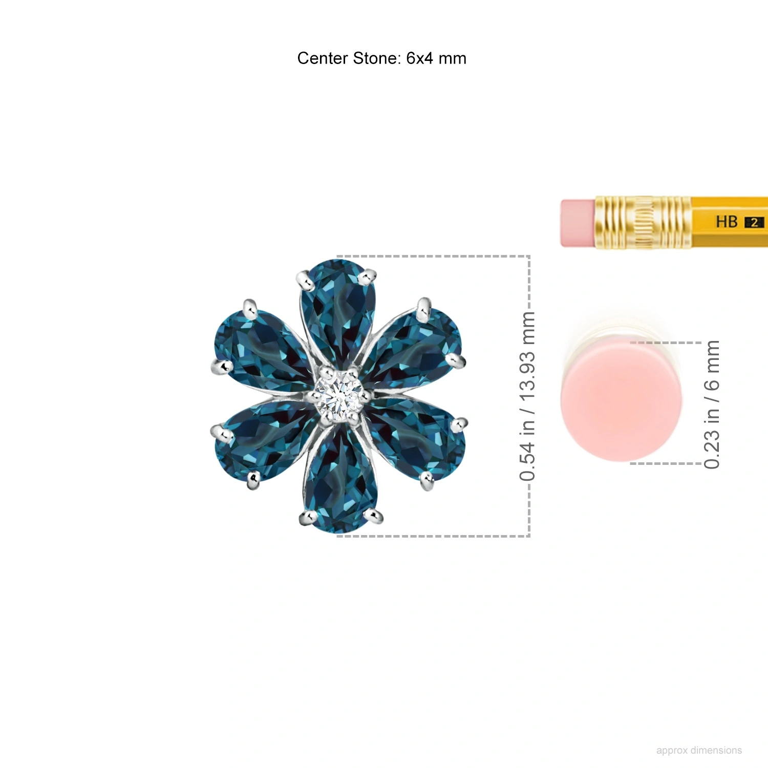 Lab-Grown Alexandrite Flower Cluster Pendant with Diamond dimension