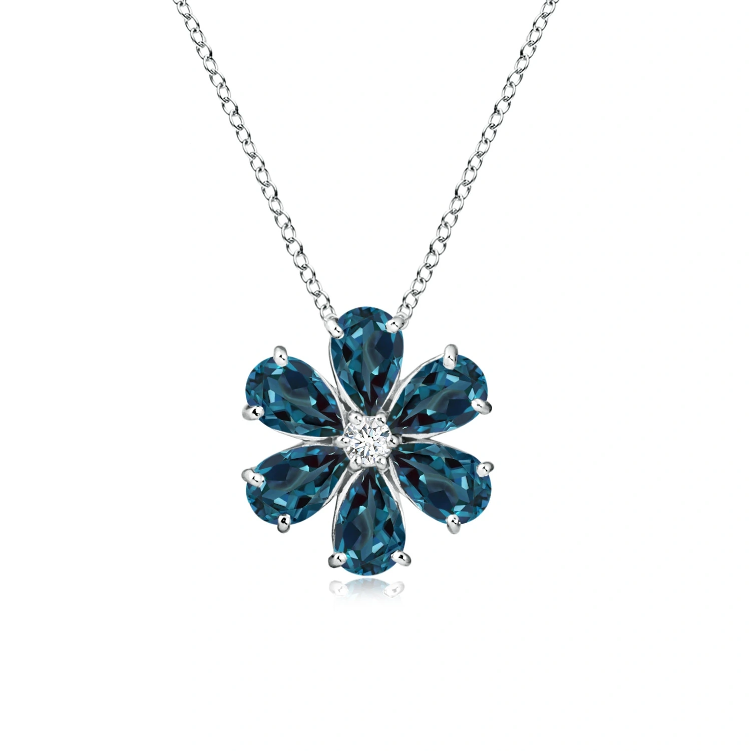 Lab-Grown Alexandrite Flower Cluster Pendant with Diamond