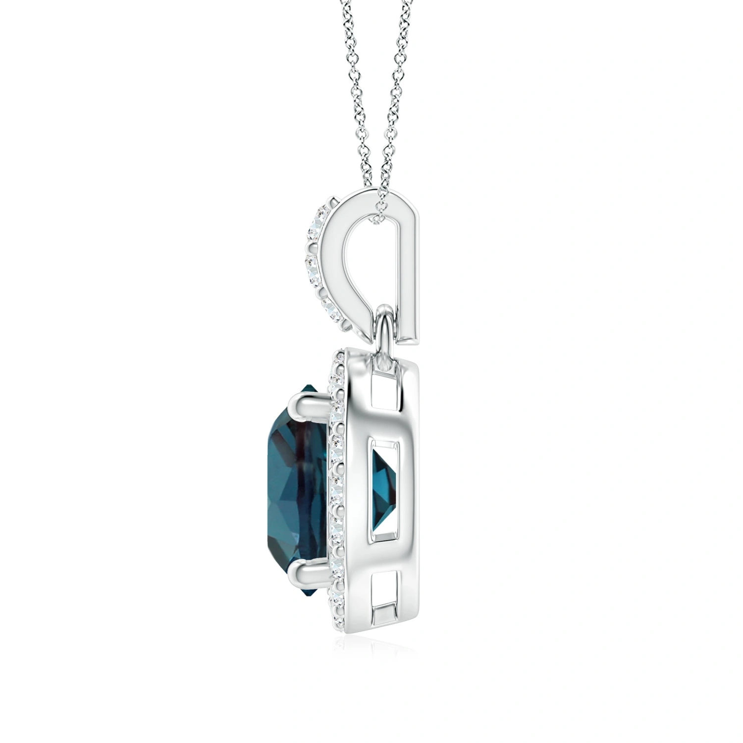 Round Lab-Grown Alexandrite Halo Pendant with Diamond Bail detail
