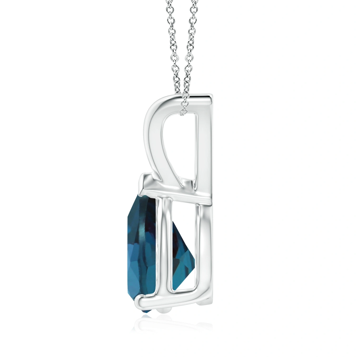 Pear-Shaped Lab-Grown Alexandrite Solitaire V-Bale Pendant Necklace detail