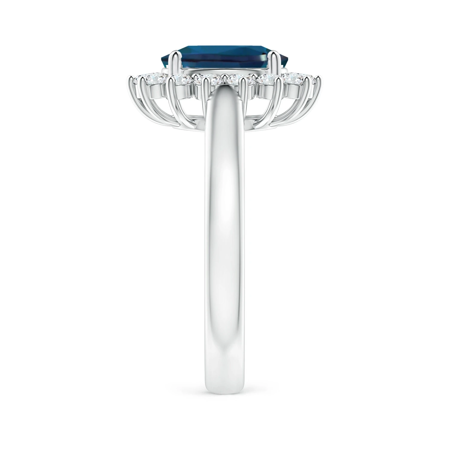 Princess Diana-Inspired Lab-Grown Alexandrite and Diamond Halo Ring detail