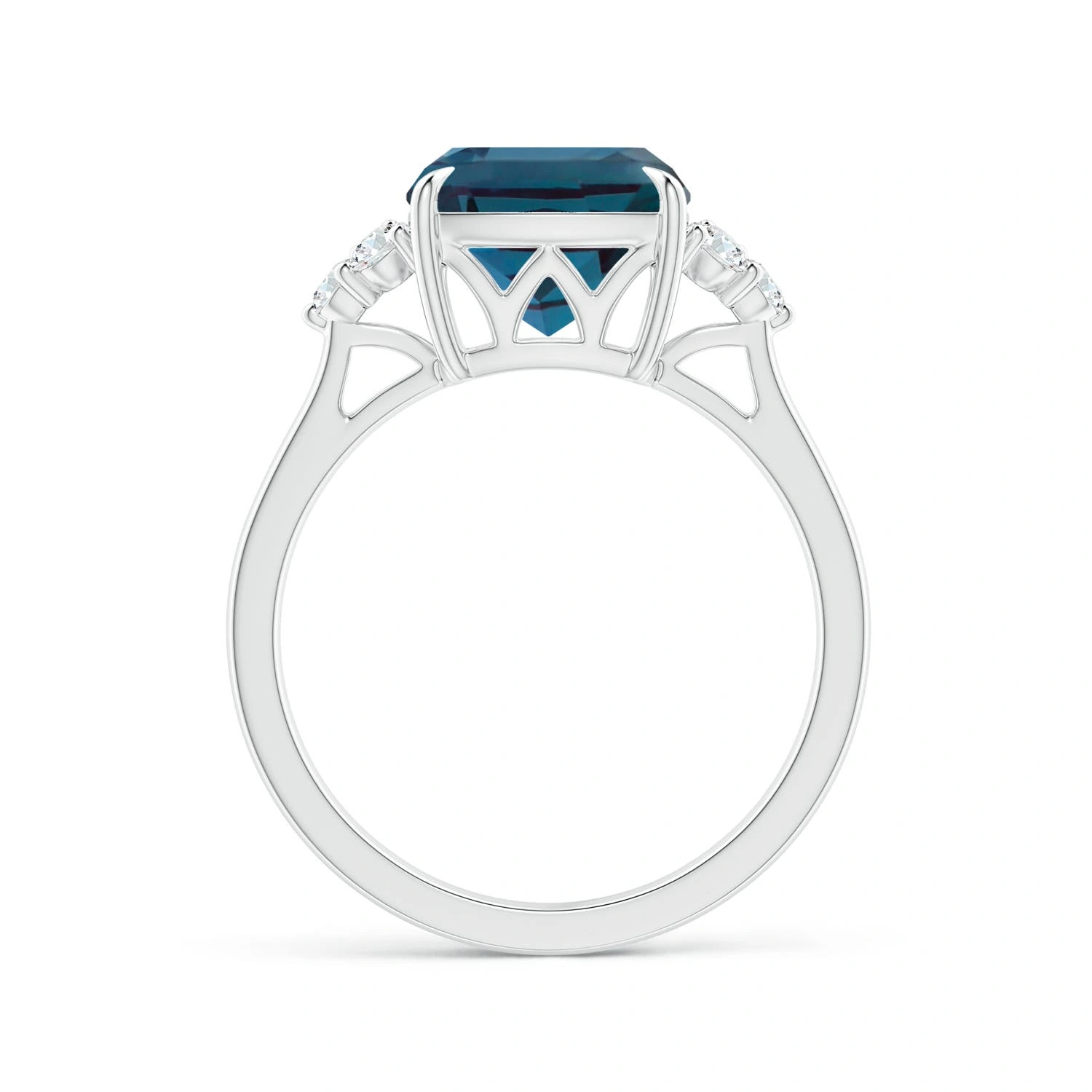 Cushion Lab-Grown Alexandrite Trio Diamond Engagement Ring detail