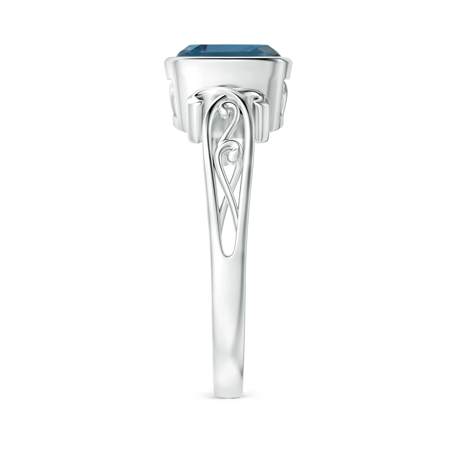 Vintage Cushion Lab-Grown Alexandrite Scrollwork Ring detail