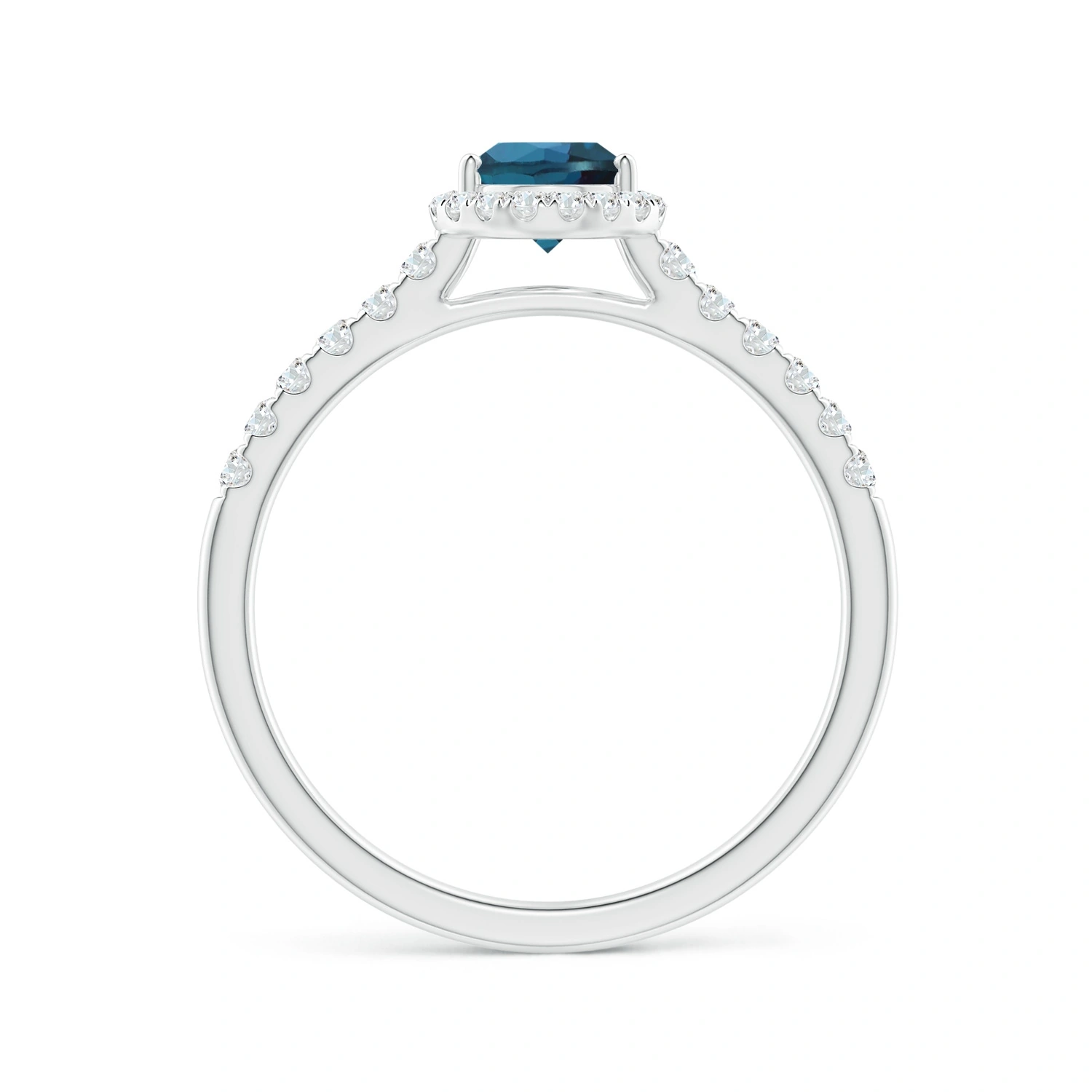 Pear-Shaped Lab-Grown Alexandrite Diamond Halo Engagement Ring detail