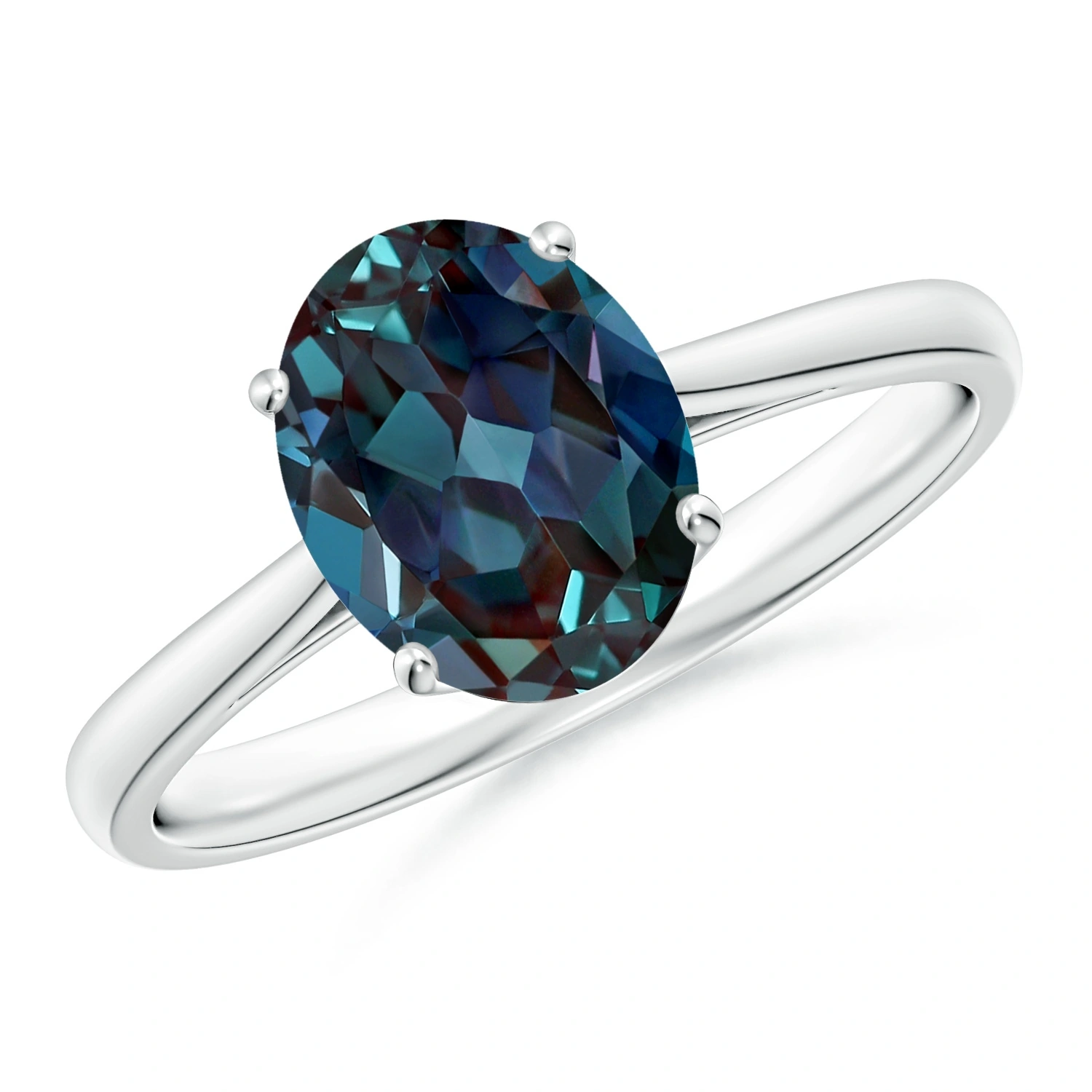 Oval Lab-Grown Alexandrite Solitaire Cocktail Ring