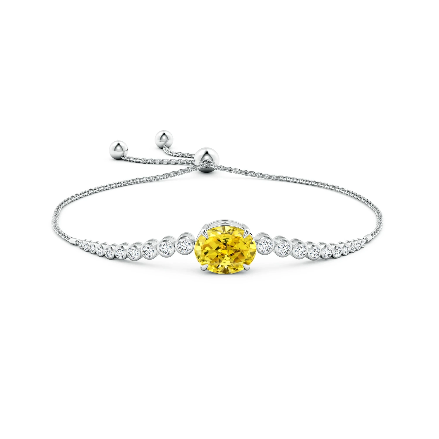 Oval Lab-Grown Fancy Intense Yellow Diamond Bolo Bracelet detail