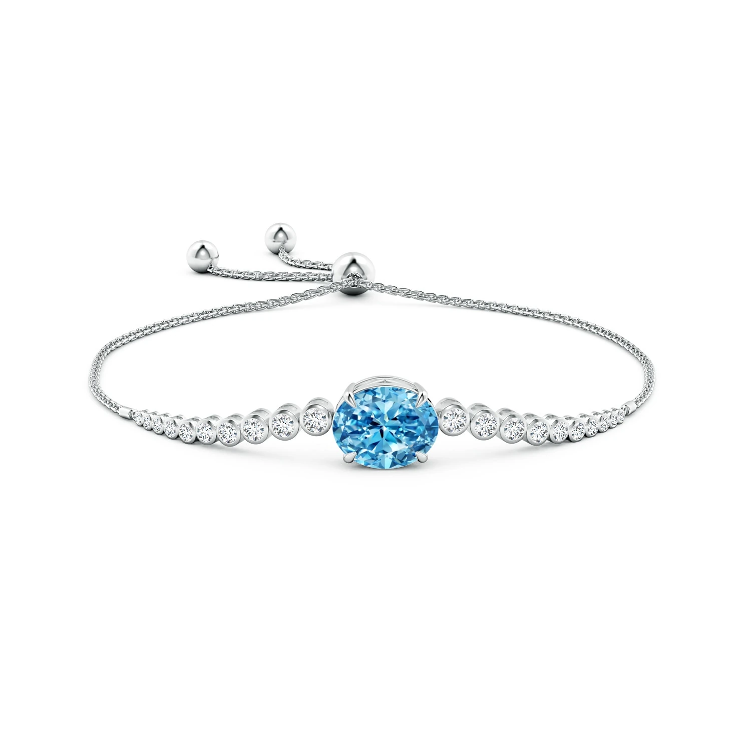 Oval Lab-Grown Fancy Intense Blue Diamond Bolo Bracelet detail