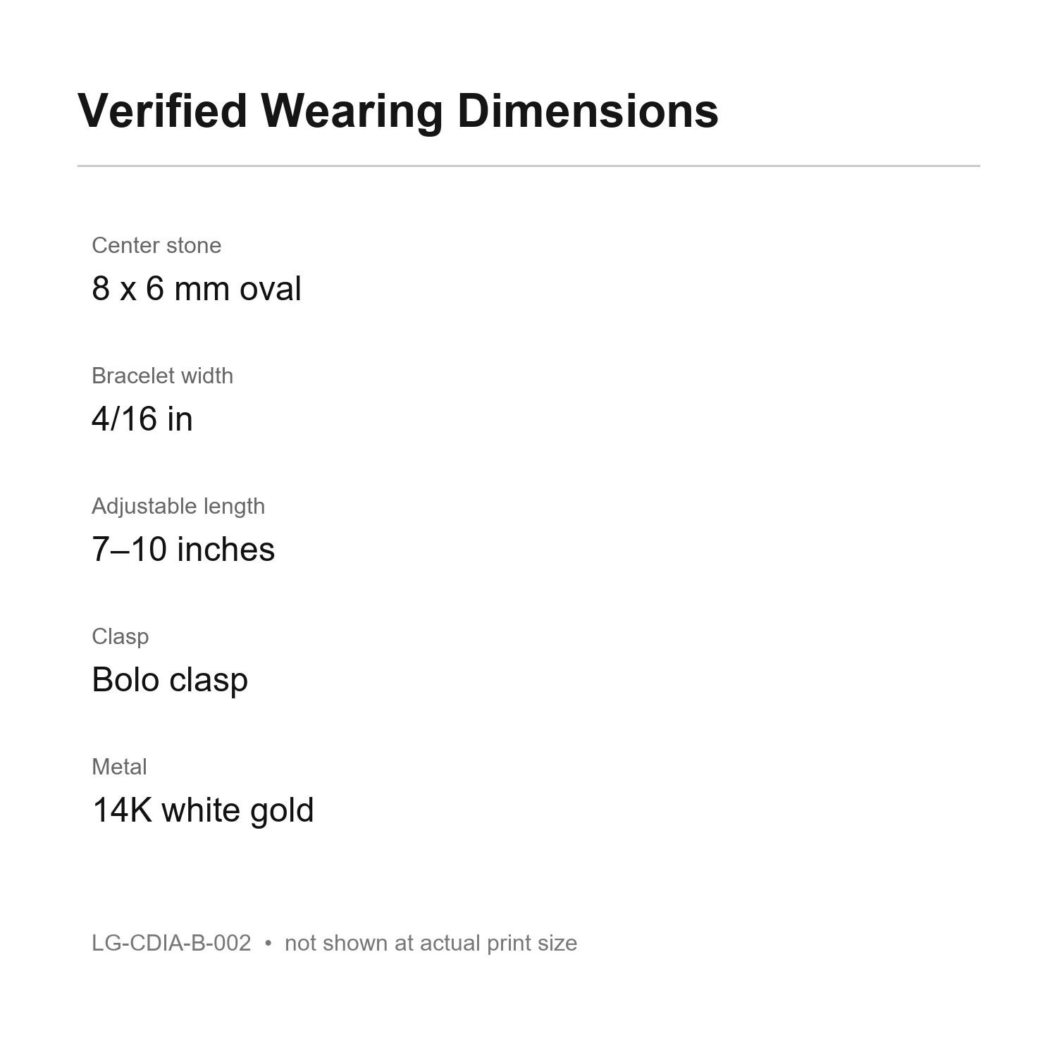 Oval Lab-Grown Fancy Intense Blue Diamond Bolo Bracelet dimension