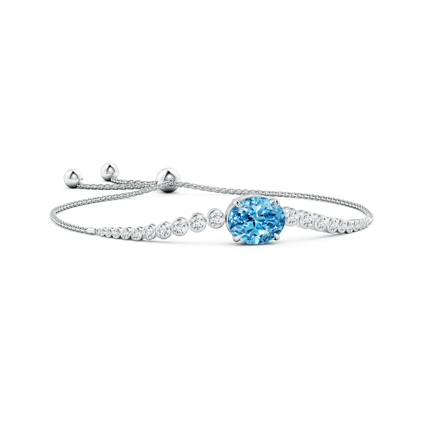 Oval Lab-Grown Fancy Intense Blue Diamond Bolo Bracelet