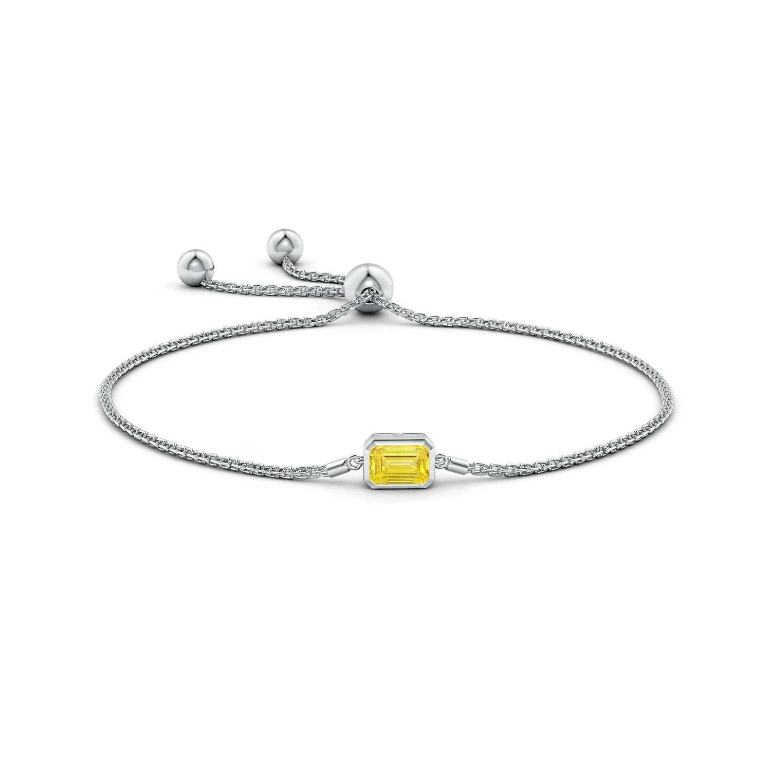 Emerald-Cut Fancy Intense Yellow Lab-Grown Diamond Bolo Bracelet detail