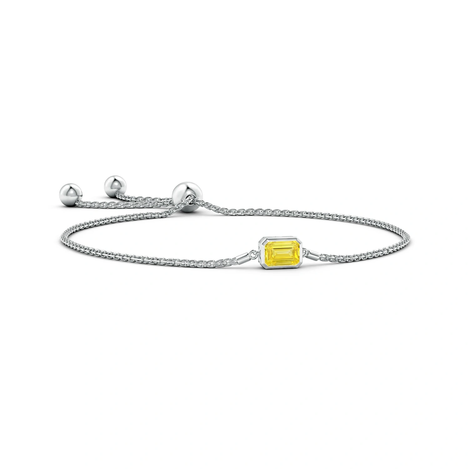 Emerald-Cut Fancy Intense Yellow Lab-Grown Diamond Bolo Bracelet