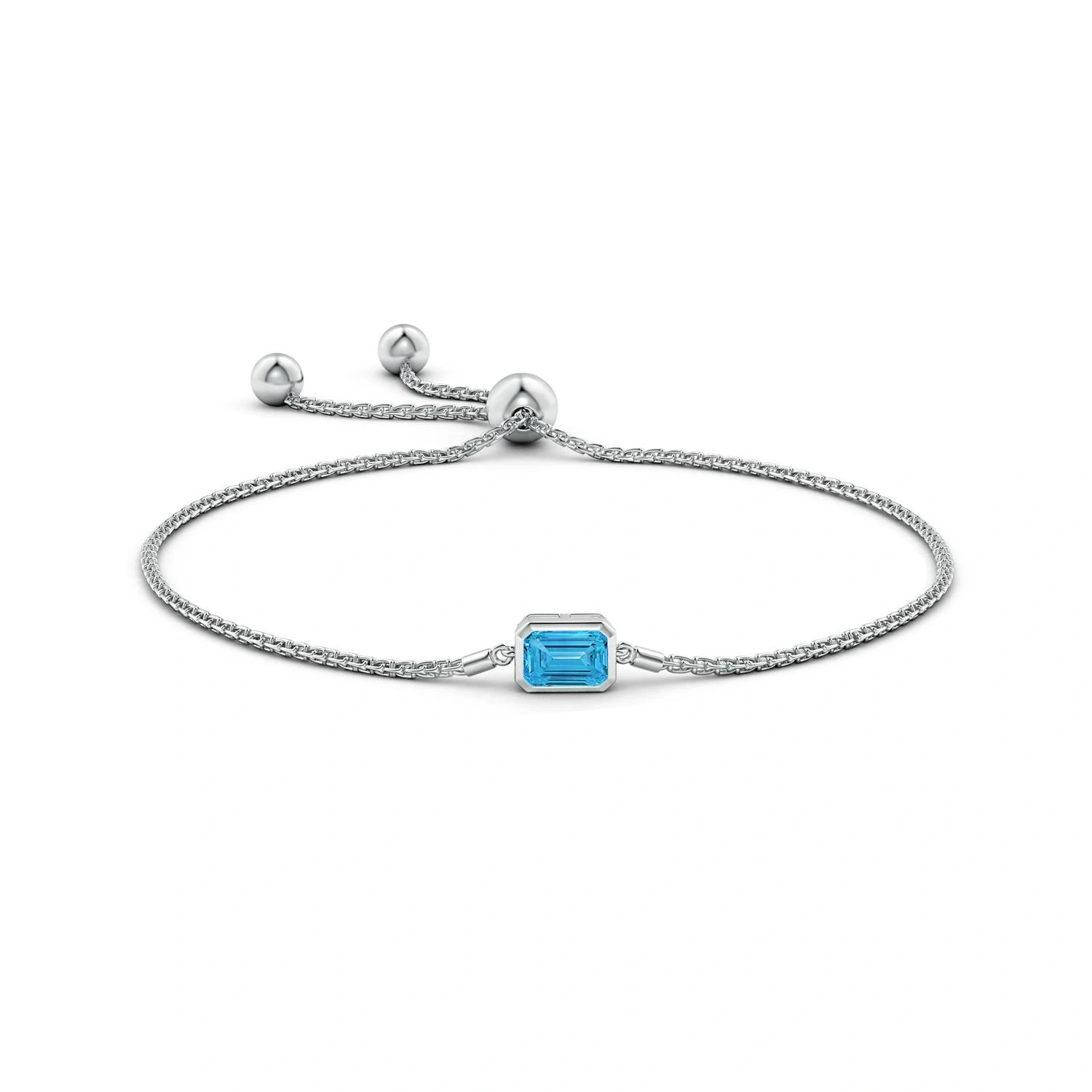 Emerald-Cut Fancy Intense Blue Lab-Grown Diamond Bolo Bracelet detail