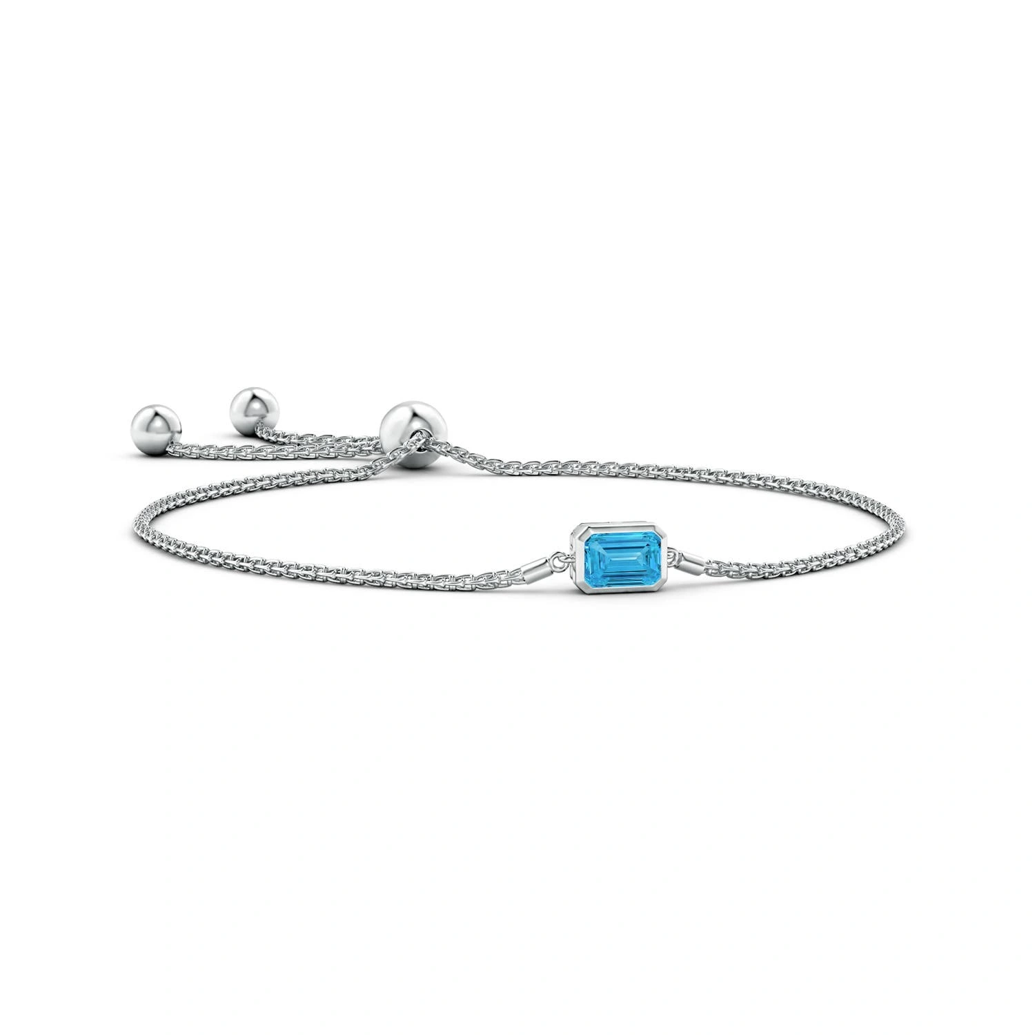Emerald-Cut Fancy Intense Blue Lab-Grown Diamond Bolo Bracelet