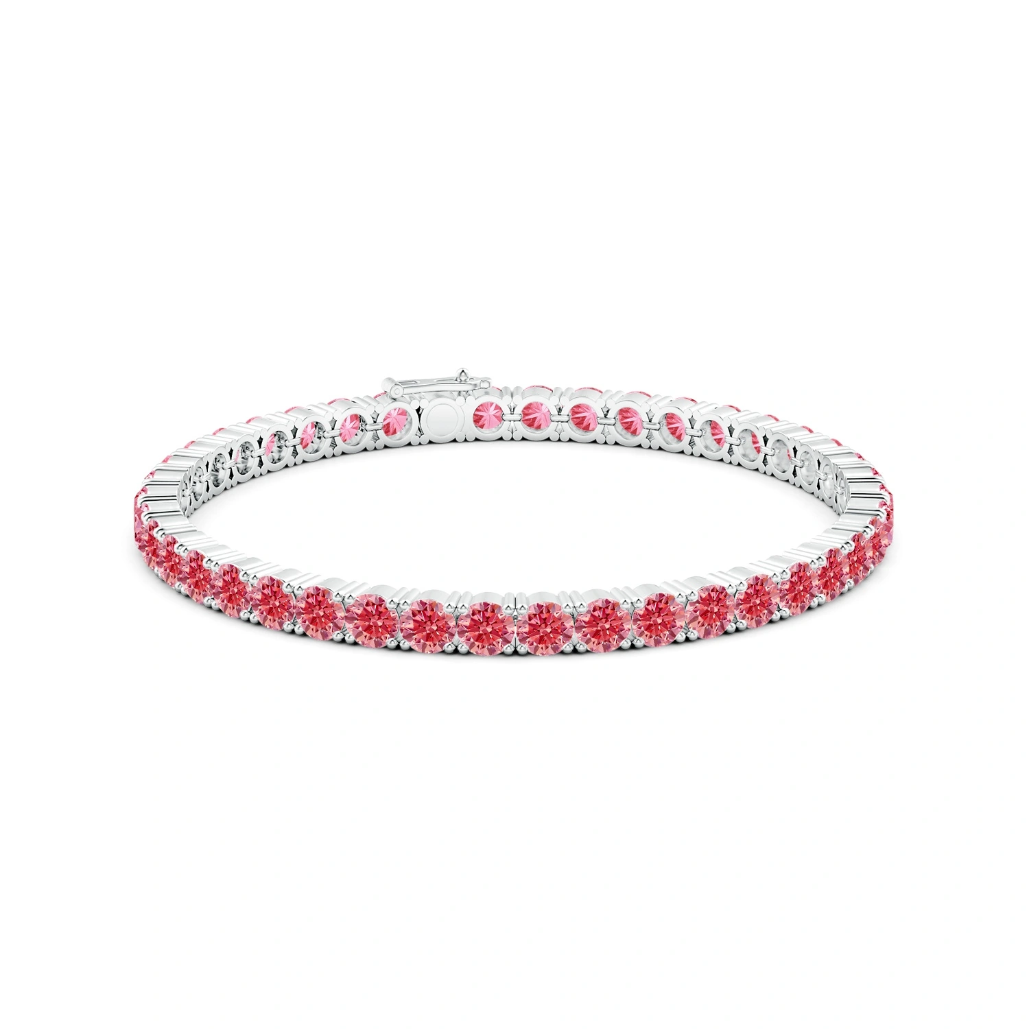 Classic Round Fancy Intense Pink Lab-Grown Diamond Tennis Bracelet detail