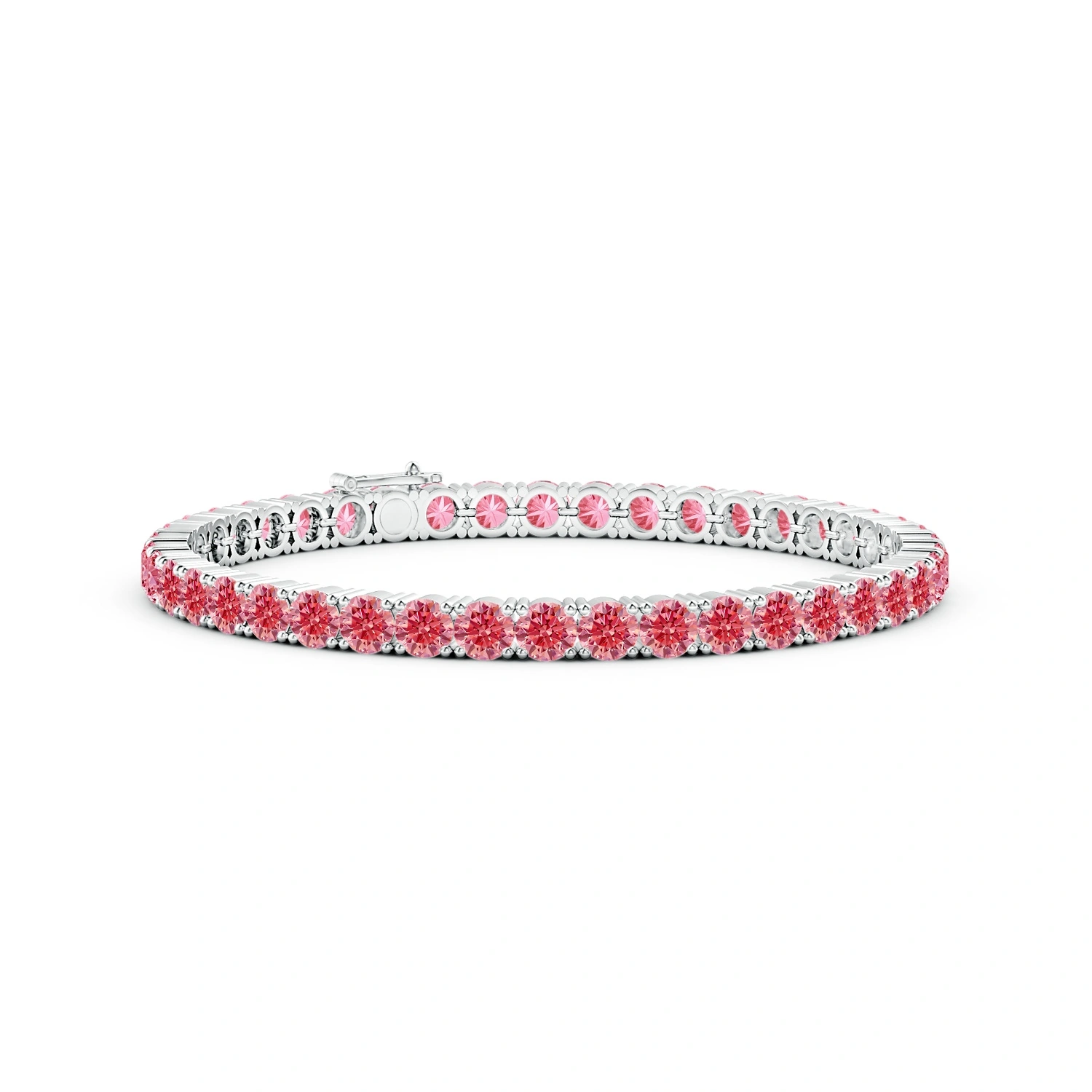 Classic Round Fancy Intense Pink Lab-Grown Diamond Tennis Bracelet
