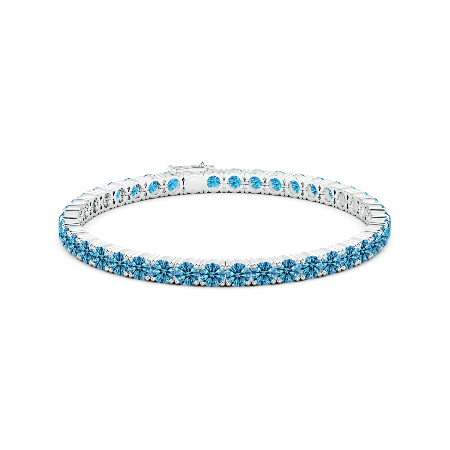 Classic Round Fancy Intense Blue Lab-Grown Diamond Tennis Bracelet detail