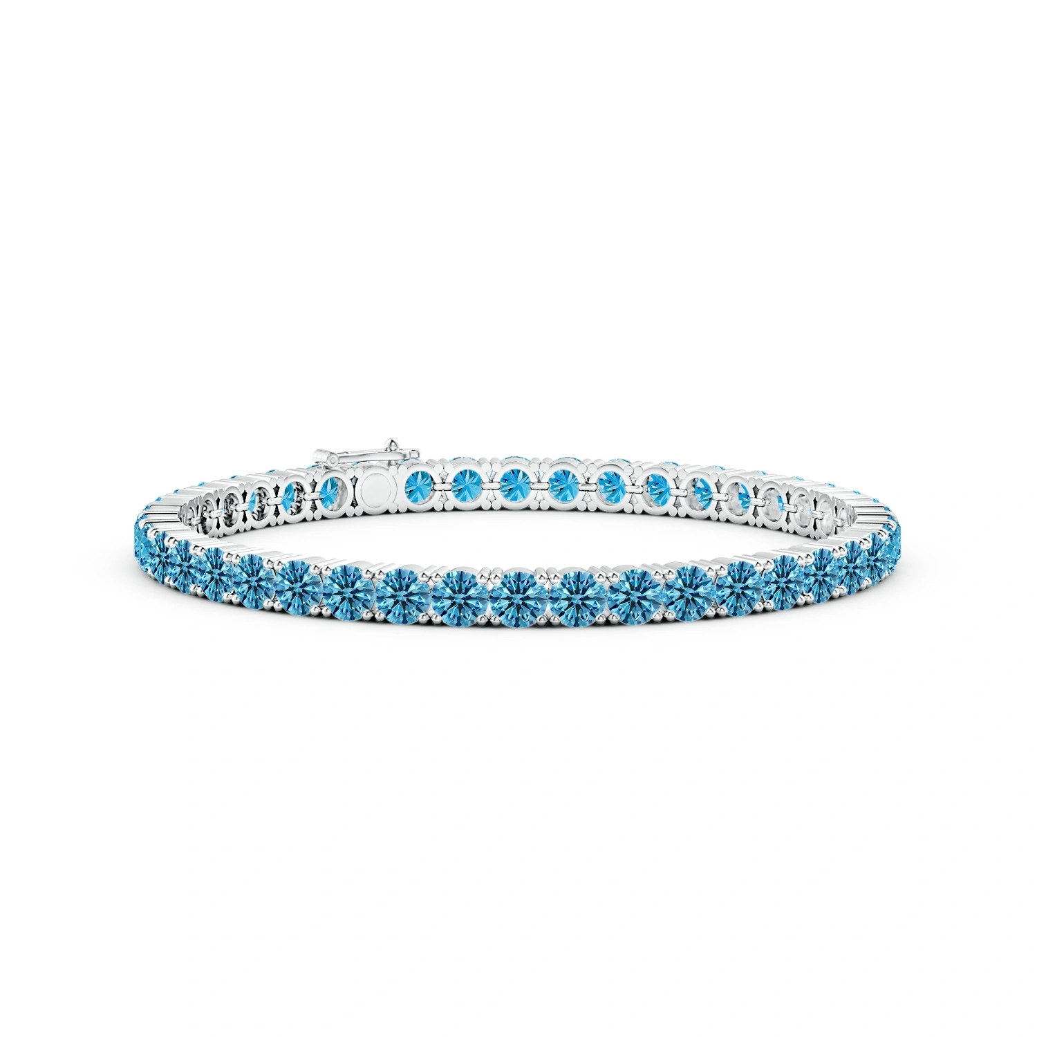 Classic Round Fancy Intense Blue Lab-Grown Diamond Tennis Bracelet