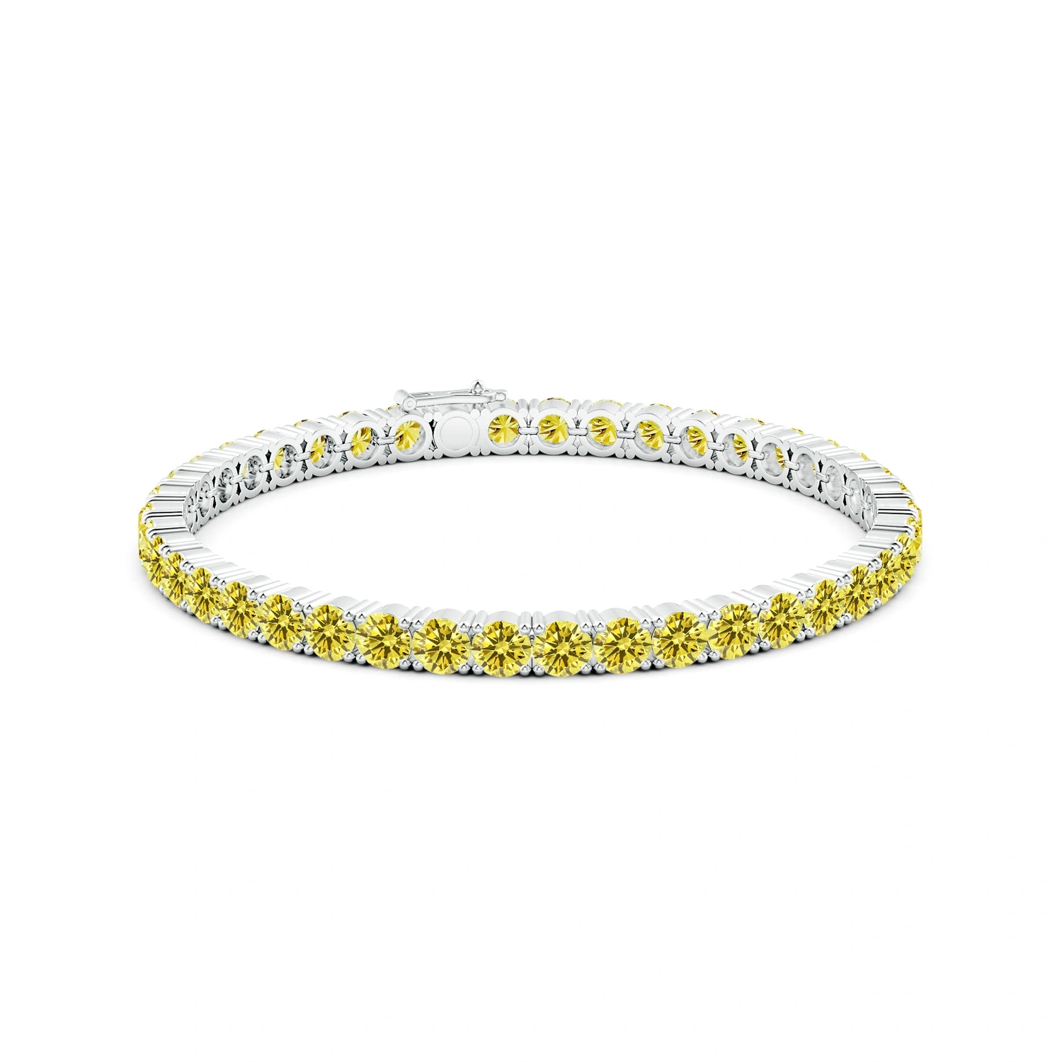 Classic Round Fancy Intense Yellow Lab-Grown Diamond Tennis Bracelet detail