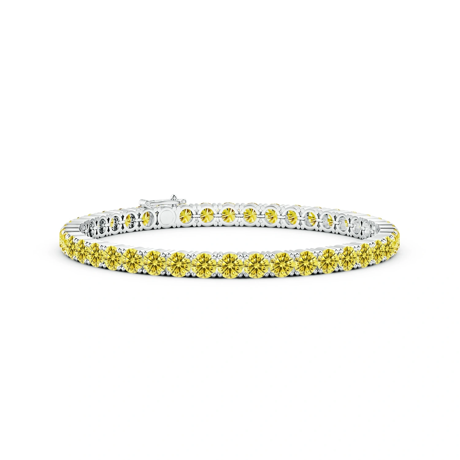 Classic Round Fancy Intense Yellow Lab-Grown Diamond Tennis Bracelet