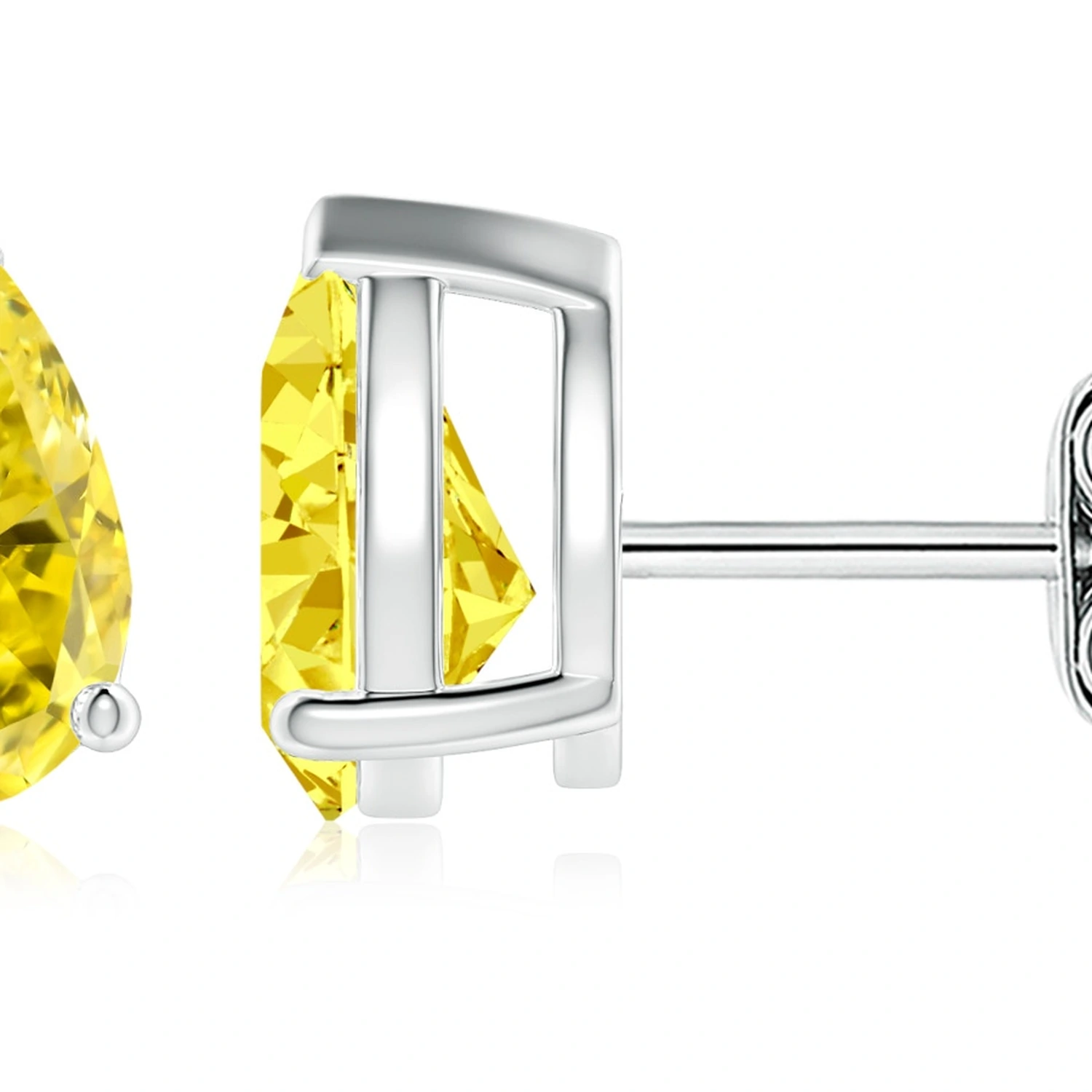Pear-Shaped Lab-Grown Fancy Intense Yellow Diamond Stud Earrings detail