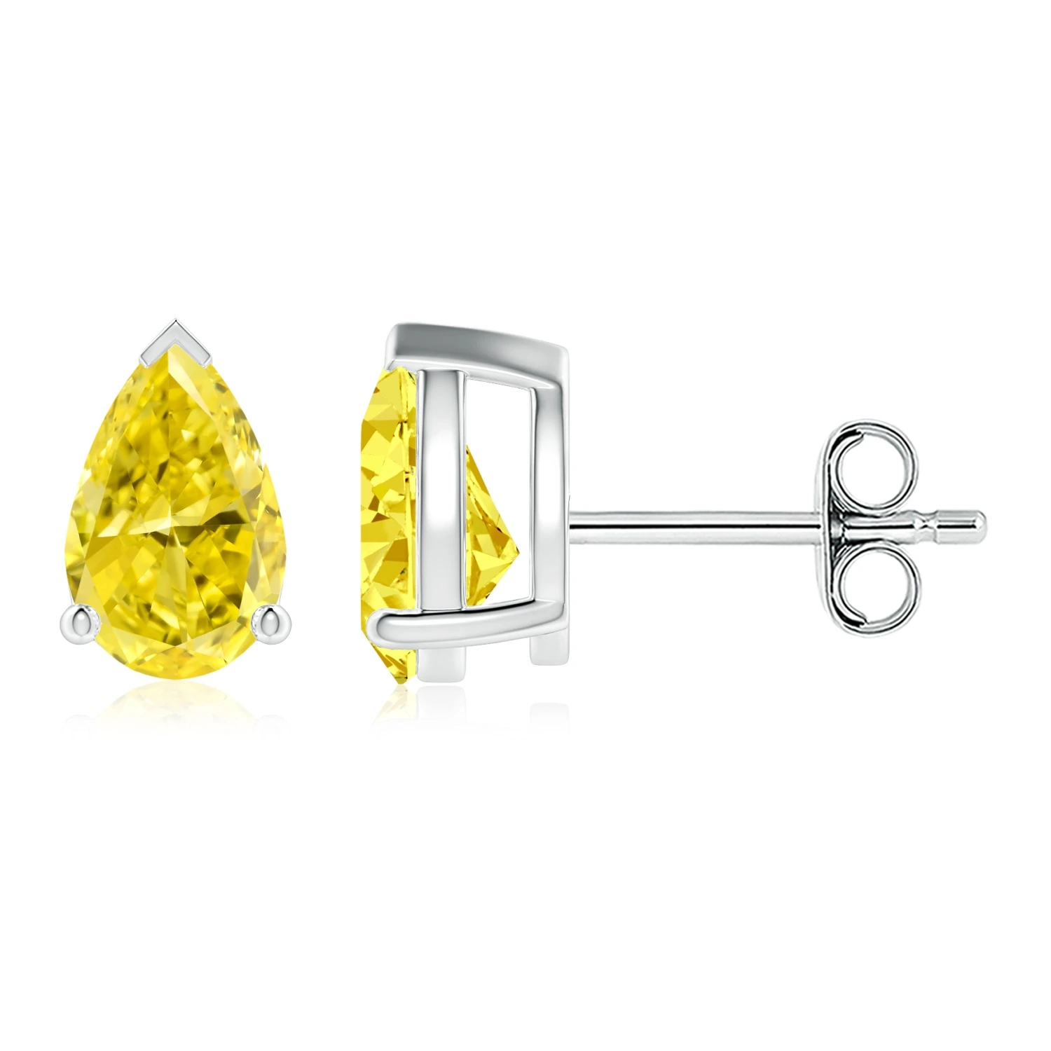 Pear-Shaped Lab-Grown Fancy Intense Yellow Diamond Stud Earrings