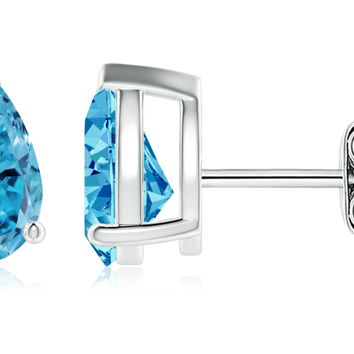 Pear-Shaped Lab-Grown Fancy Intense Blue Diamond Stud Earrings detail