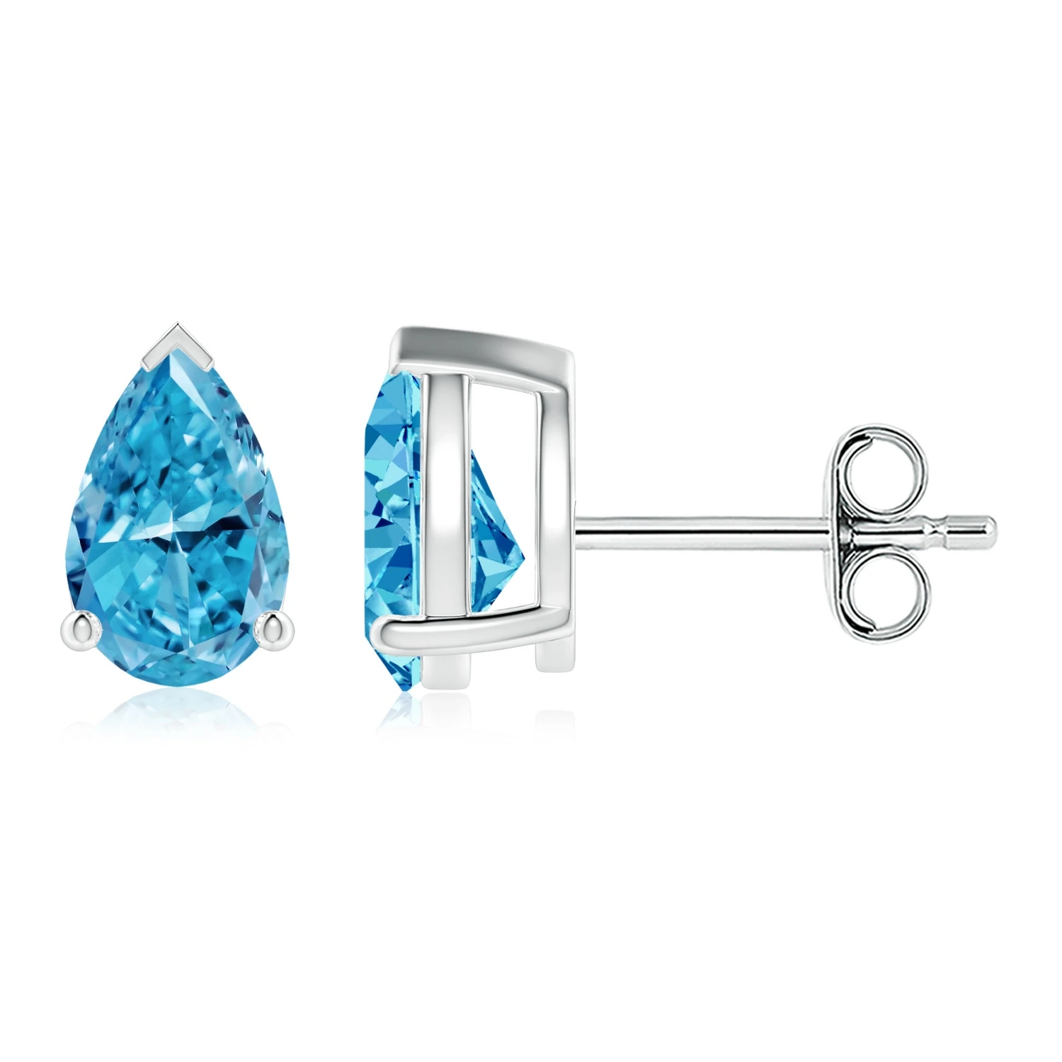 Pear-Shaped Lab-Grown Fancy Intense Blue Diamond Stud Earrings