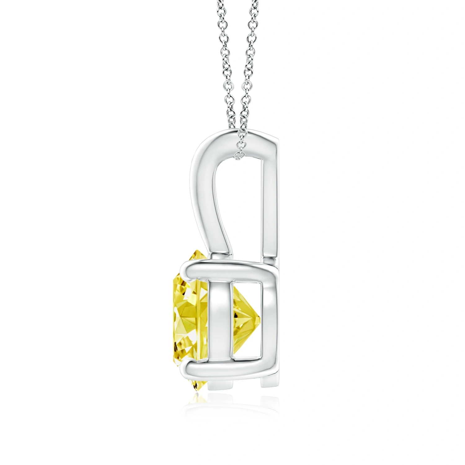 Round Fancy Intense Yellow Lab-Grown Diamond Solitaire V-Bale Pendant detail
