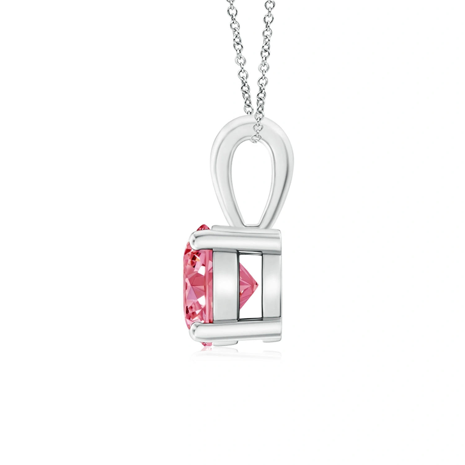 Classic Round Fancy Intense Pink Lab-Grown Diamond Solitaire Pendant detail