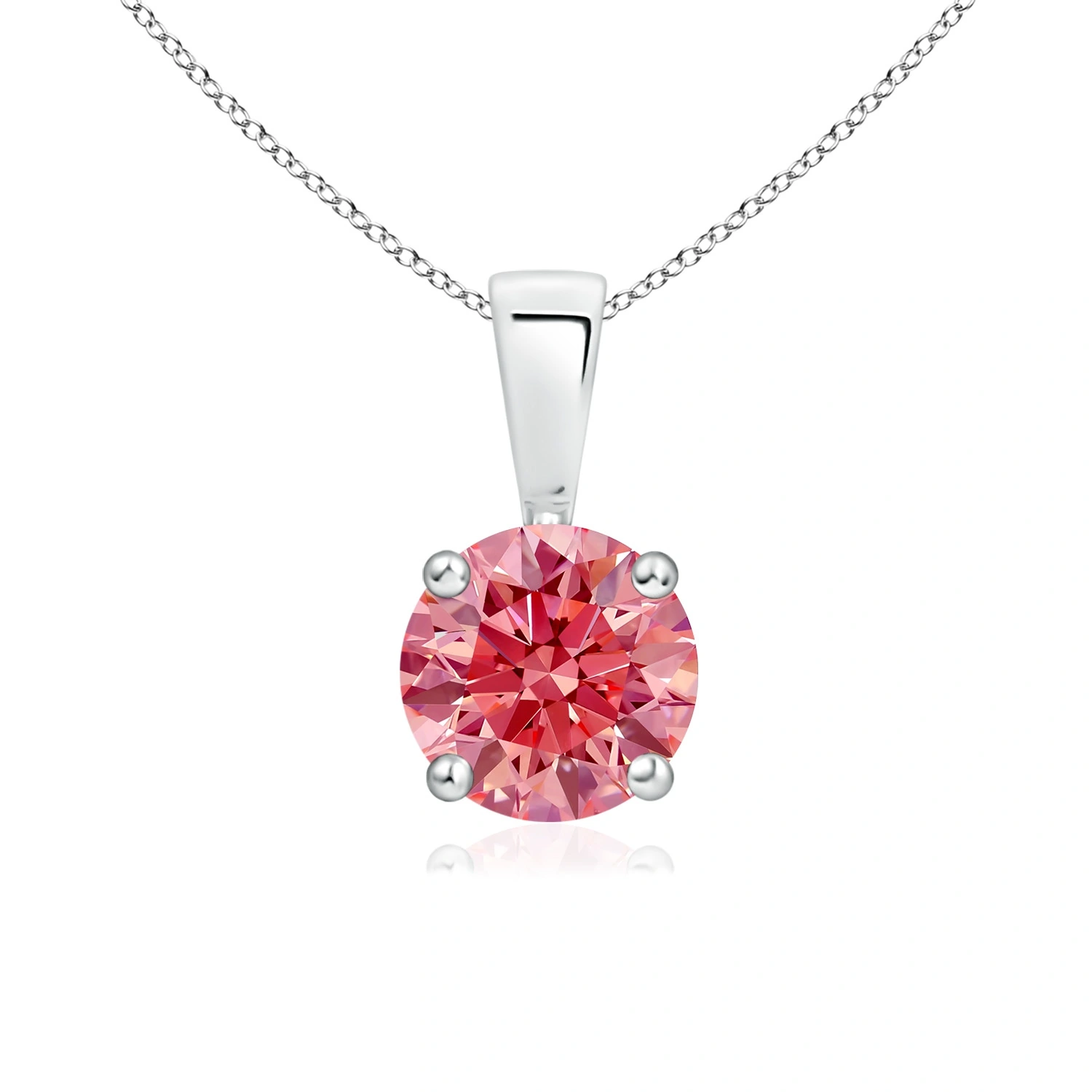 Classic Round Fancy Intense Pink Lab-Grown Diamond Solitaire Pendant