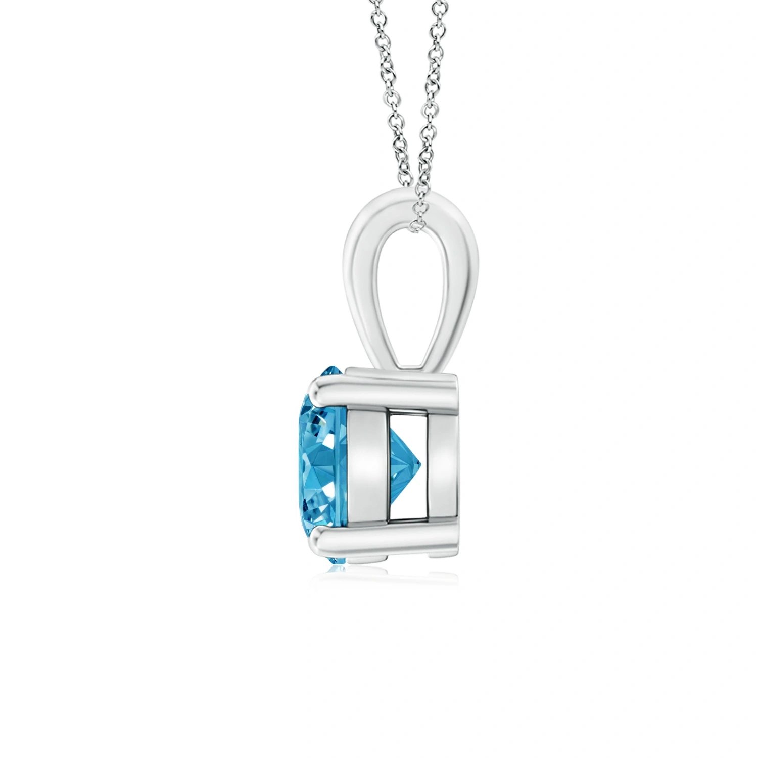 Classic Round Fancy Intense Blue Lab-Grown Diamond Solitaire Pendant detail