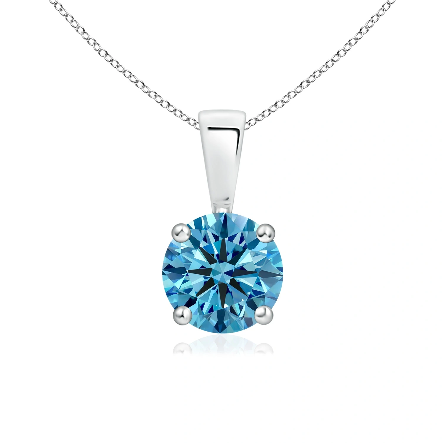Classic Round Fancy Intense Blue Lab-Grown Diamond Solitaire Pendant