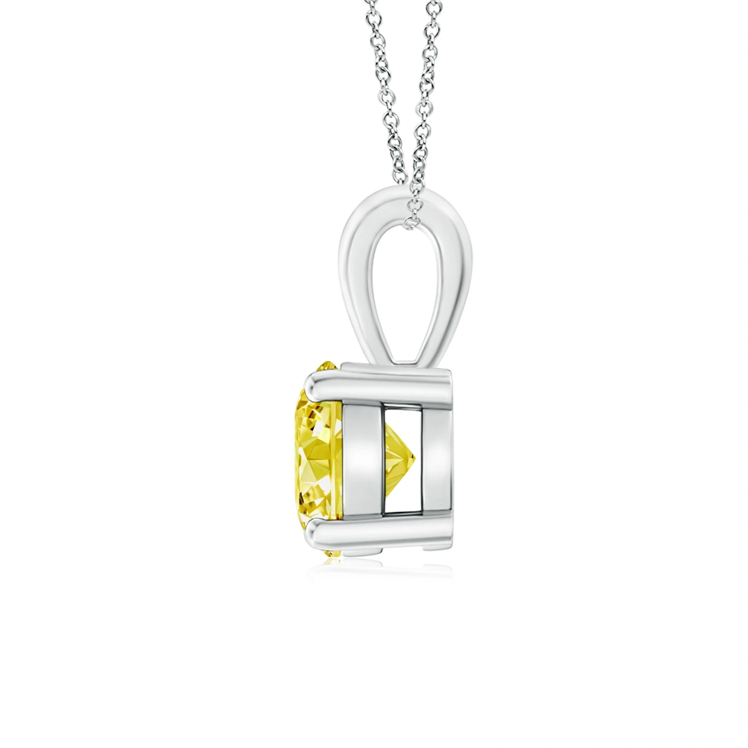 Classic Round Fancy Intense Yellow Lab-Grown Diamond Solitaire Pendant detail