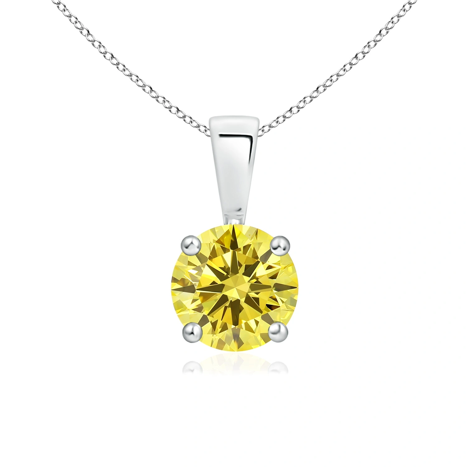 Classic Round Fancy Intense Yellow Lab-Grown Diamond Solitaire Pendant