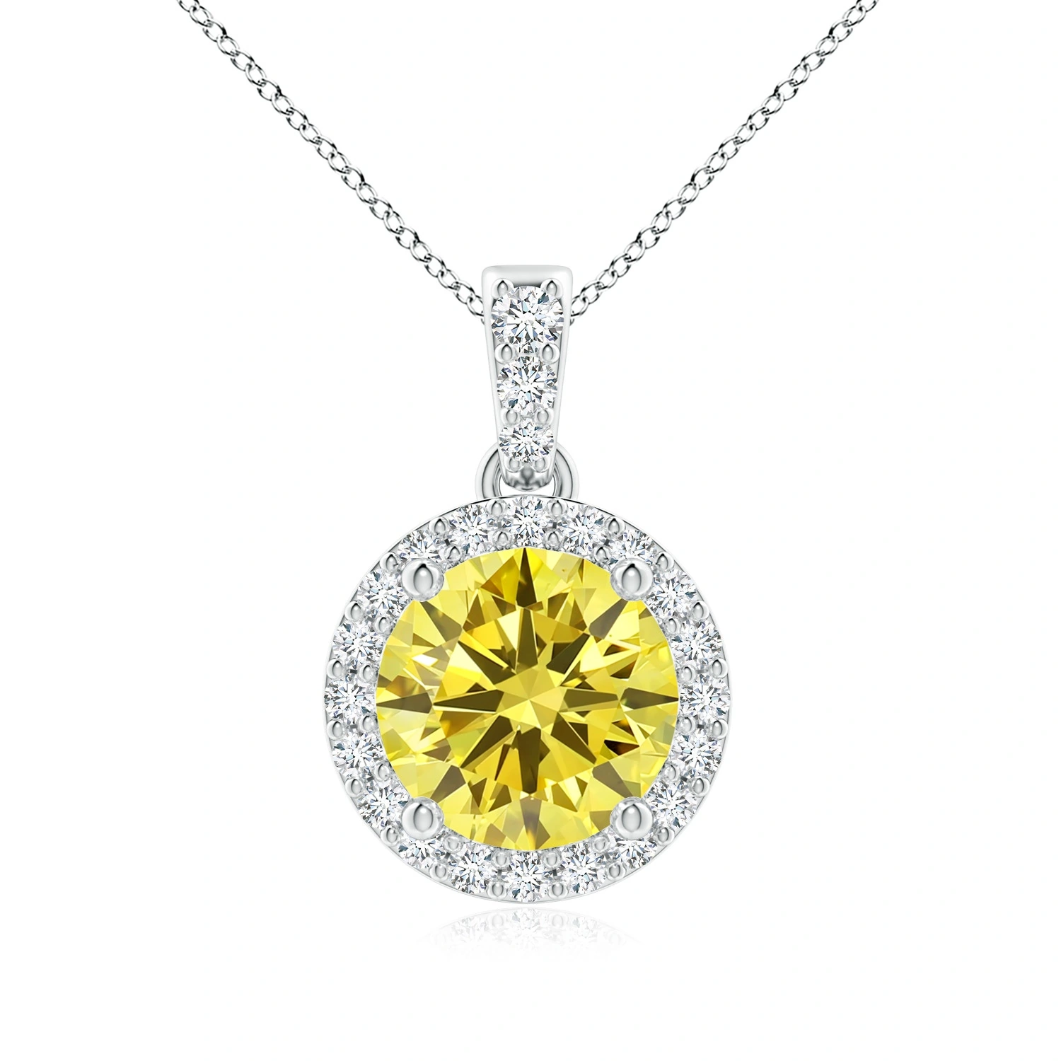 Round Fancy Intense Yellow Lab-Grown Diamond Halo Pendant main