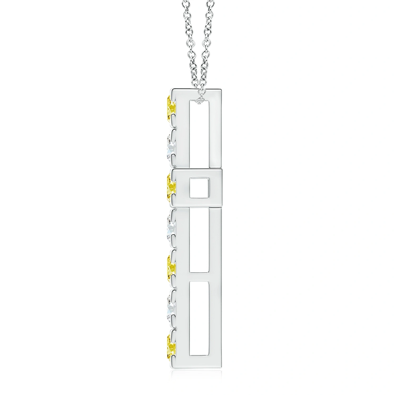Alternating Yellow and White Lab-Grown Diamond Cross Pendant detail