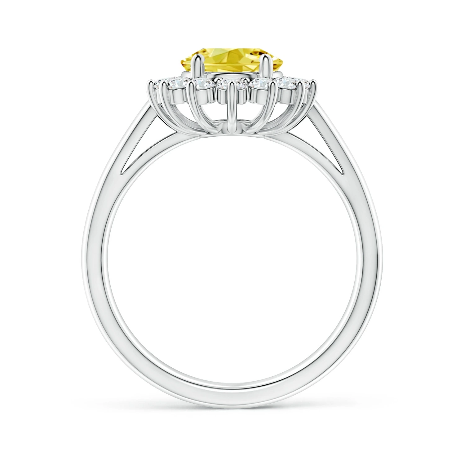 Princess Diana-Inspired Lab-Grown Fancy Intense Yellow Diamond Halo Ring detail